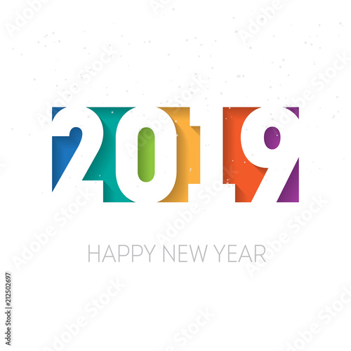 Happy new year 2019. Greeting card or calendar cover design template. Cover of business diary for 2019 with wishes. Vector background.