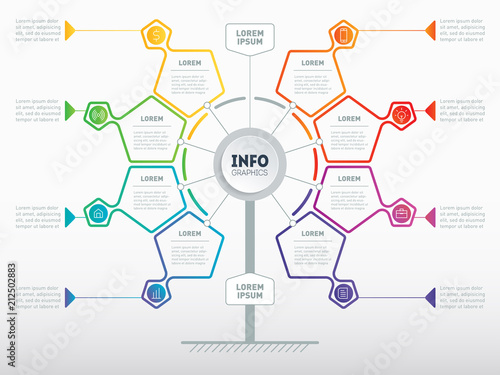 Infographic of technology or education process with 8 steps. Vector. Web Template of service tree, info chart or diagram. Business presentation concept with 8 options.