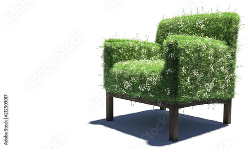 Single Armchair Covered with Daisies and Grass photo