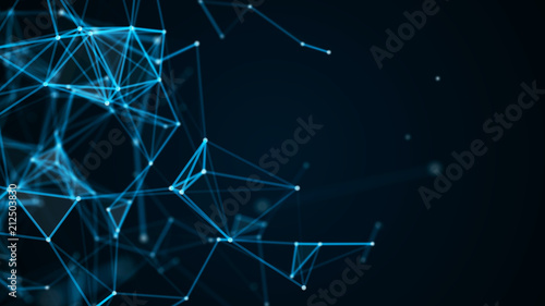 Abstract technology futuristic background. Big data visualization. Block chain network concept. 3D rendering.