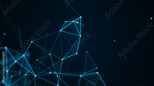 Abstract technology futuristic background. Big data visualization. Block chain network concept. 3D rendering.