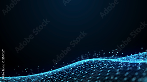 Abstract 3d rendering dots and lines. Technology background. Big data visualization. Artificial intelligence. Plexus.