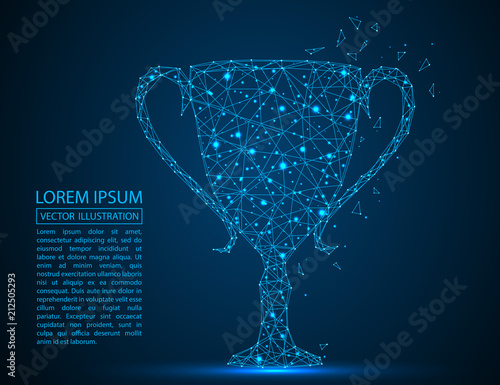 Abstract image of the Cup, consisting of 3D triangles, lines, points and connections. Vector illustration of EPS 10.