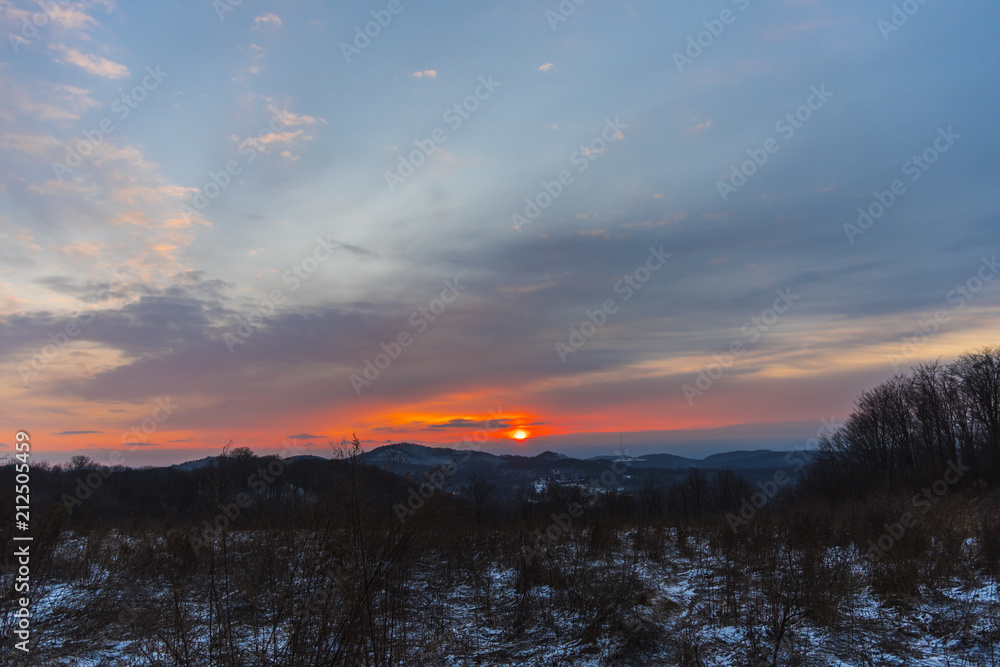 Sunrise in the winter