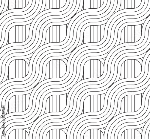 WICKER PARALLEL STRIPED LINES TEXTURE. TWISTED SEAMLESS VECTOR PATTERN.