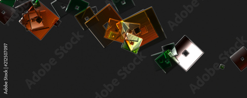 Abstract square panorama glass 3D background design illustration