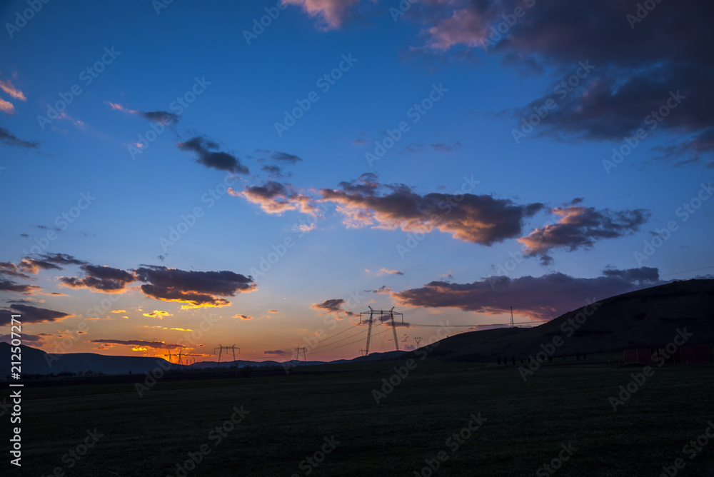 sunset in the mountains