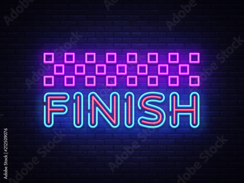 Finish neon sign vector. Finish Design template neon sign, light banner, neon signboard, nightly bright advertising, light inscription. Vector illustration