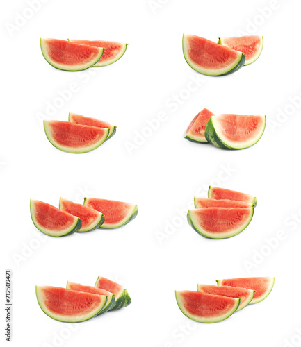 Couple watermelon slices isolated