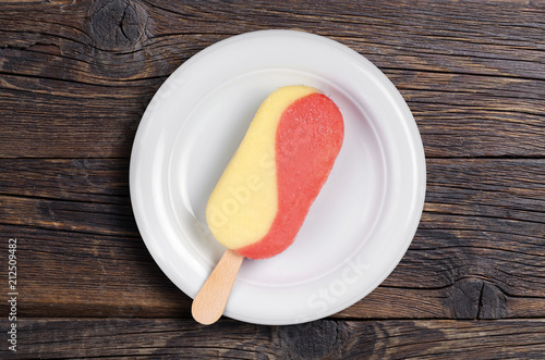 Fruity ice cream in plate