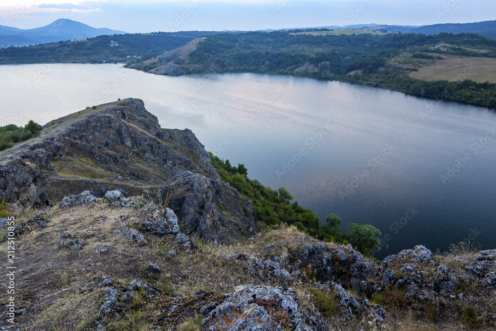 August view to Pchelina Dam, Bulgaria from the rocks next to the medieval  non-functional Church of St. John Letni Stock Photo | Adobe Stock