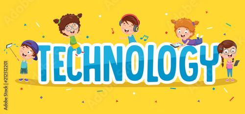 Vector Illustration Of Children Technology
