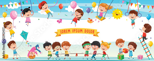 Vector Illustration Of Happy Children