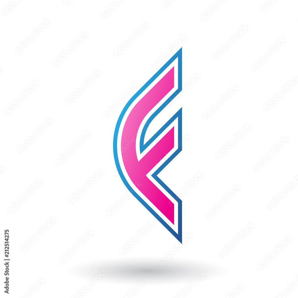Magenta Letter F Icon with Round Corners and Outer Stripes Magenta Letter F Icon with Round Corners and Outer Stripes