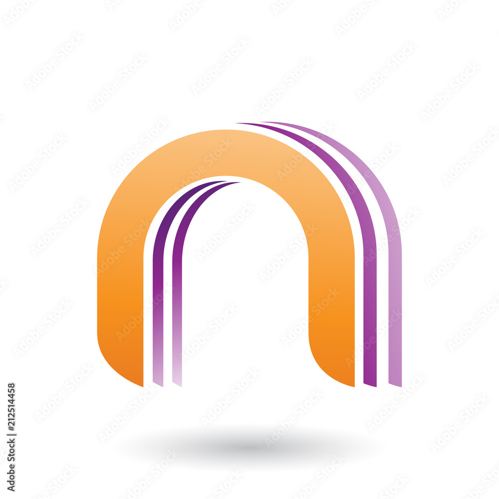 Orange Layered Icon for Letter N Vector Illustration Orange Layered Icon for Letter N Vector Illustration