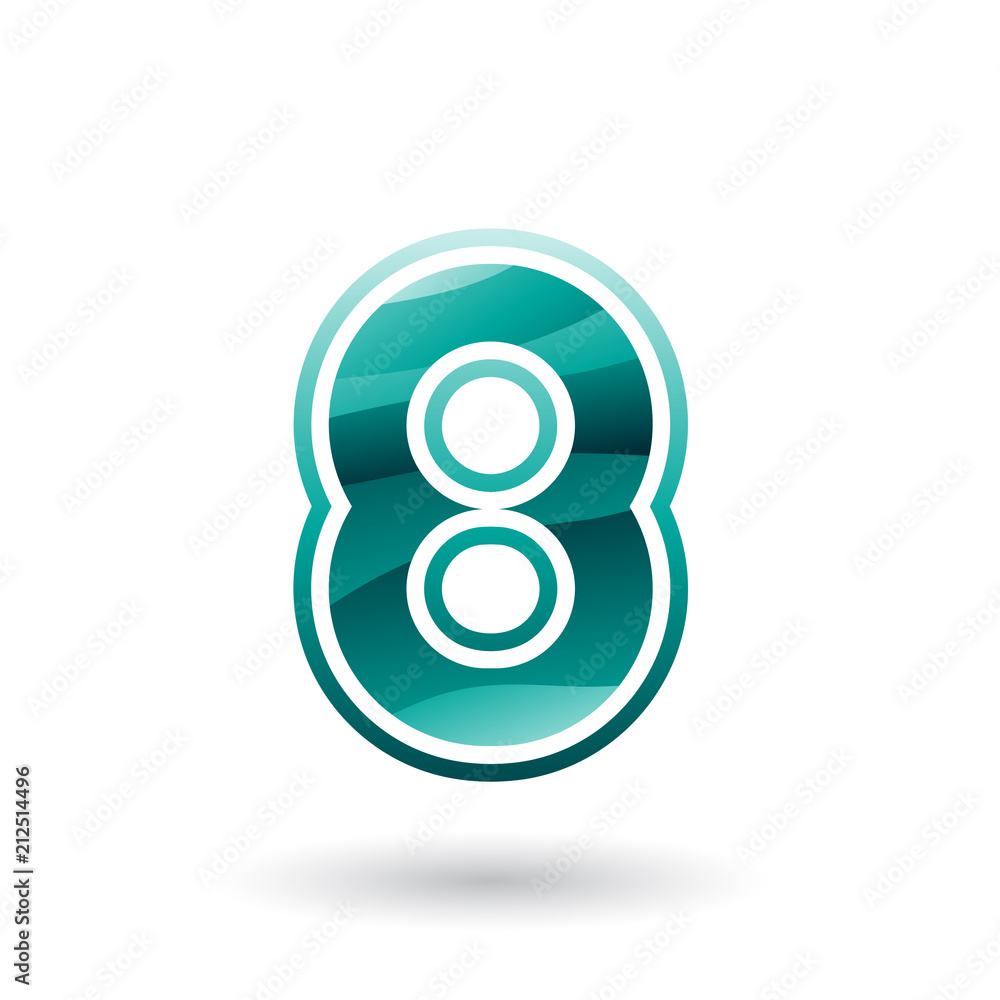 Persian Green Round Icon for Number 8 Vector Illustration Persian Green Round Icon for Number 8 Vector Illustration