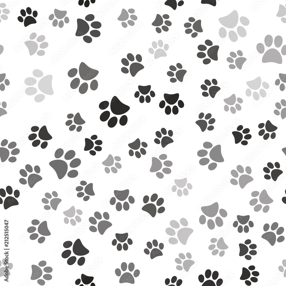 Fototapeta premium Paw print seamless. Isolated Logo. Vector Illustration. 
