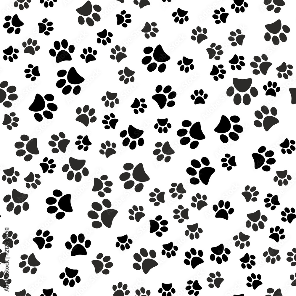 Paw print seamless. Isolated Logo. Vector Illustration. 