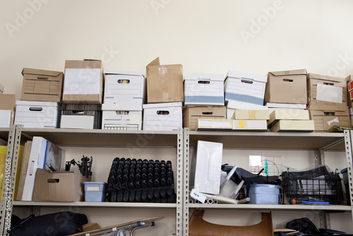 Vászonkép Bankers boxes in an office