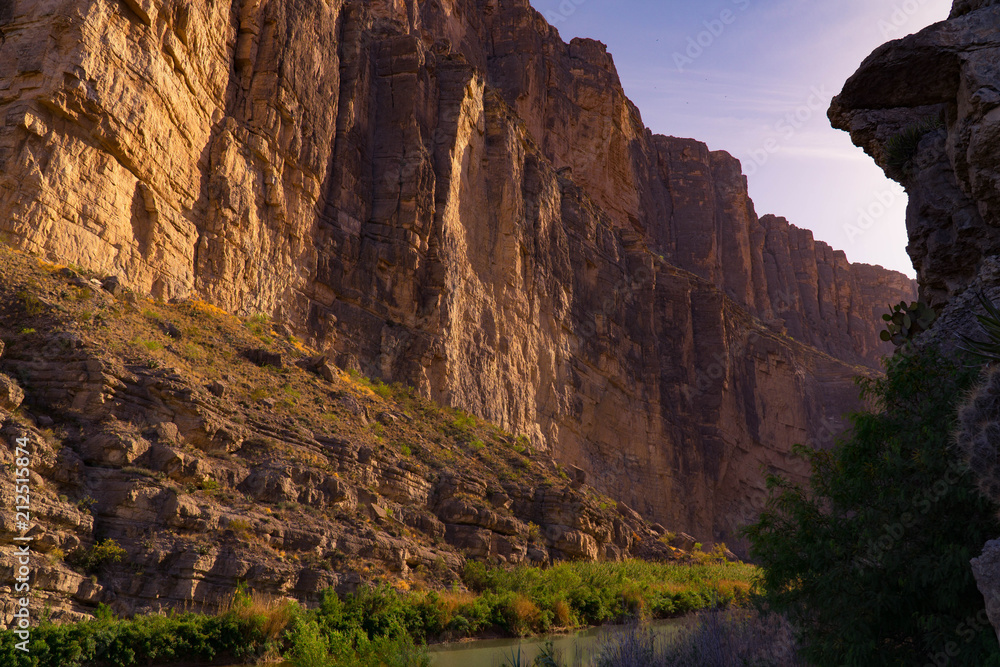 Santa Elena Canyon With The Rio Grande That Borders Mexico and The US 