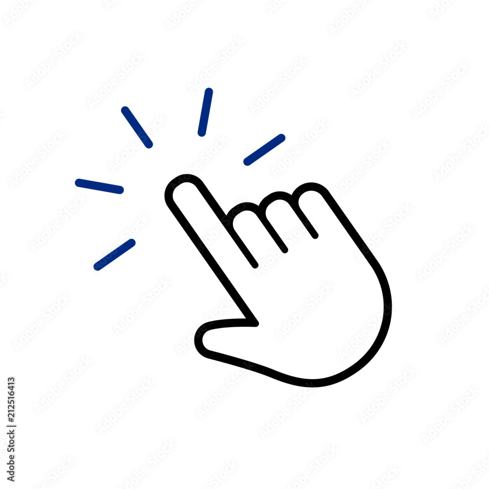 Hand clicking icon, click pointer vector Hand clicking icon, click pointer vector