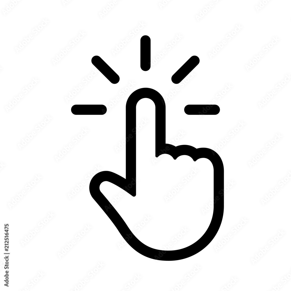 Hand clicking icon, click pointer vector Hand clicking icon, click pointer vector