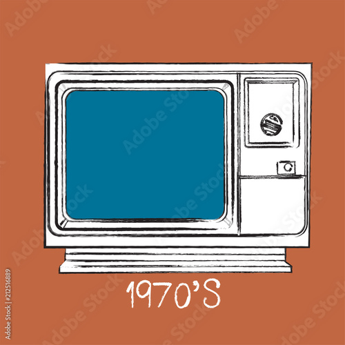 vector 1970s tv illustration. television retro vintage. history of television. 