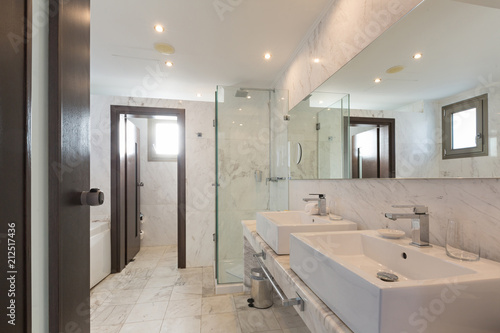 Interior of a hotel bathroom  marble stone