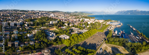 Aerial view of Ouchy waterfront in  Lausanne, Switzerland © Samuel B.