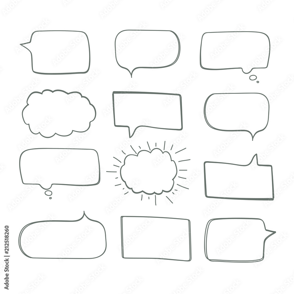Set of Hand Drawn Comics Style Speech Bubbles Set of Hand Drawn Comics Style Speech Bubbles