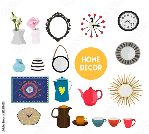 home decor vector elements set collection. house interior design.  photo