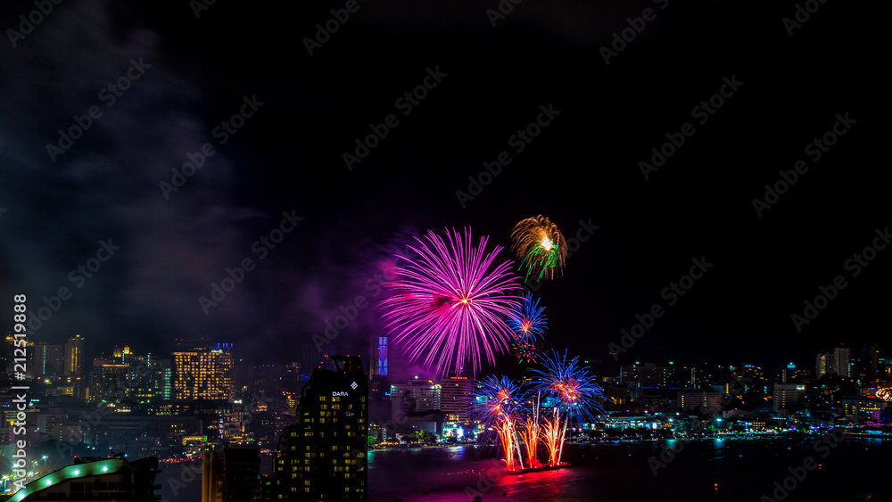 International Fireworks Festival over Pattaya City and Beach International Fireworks Festival over Pattaya City and Beach