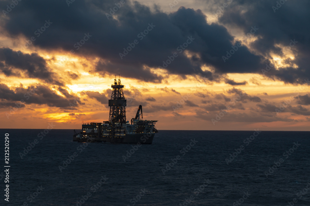 Sunrise over the oil towers and offshore oil rigs, MORE OPTIONS IN MY PORTFOLIO 