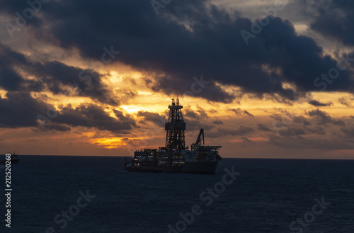 Sunrise over the oil towers and offshore oil rigs, MORE OPTIONS IN MY PORTFOLIO 
