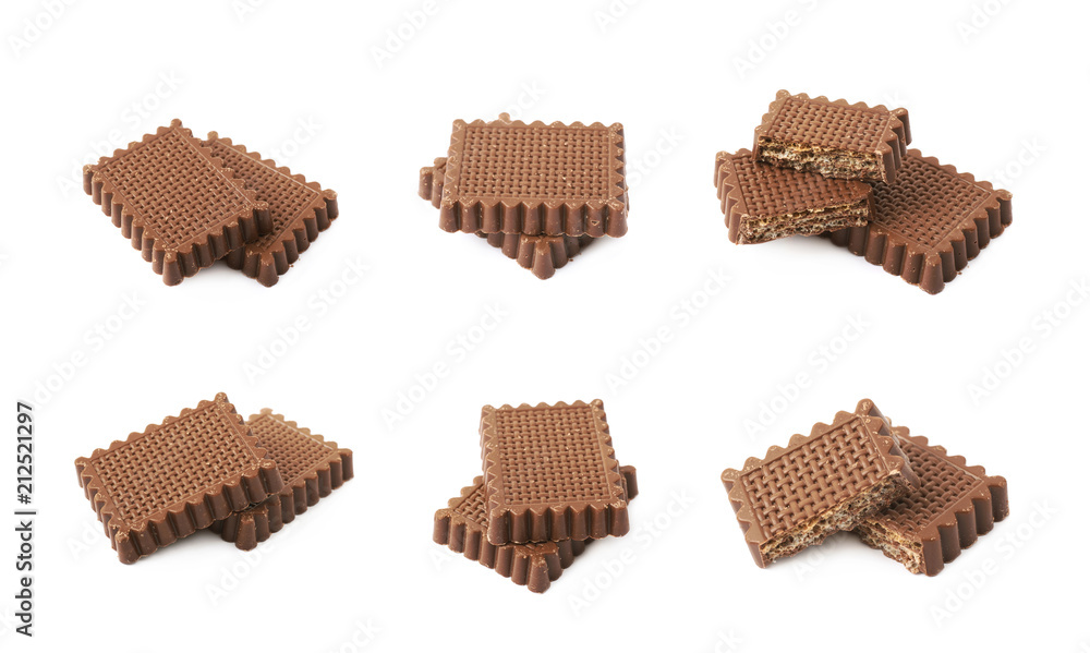 Chocolate covered waffles isolated Chocolate covered waffles isolated