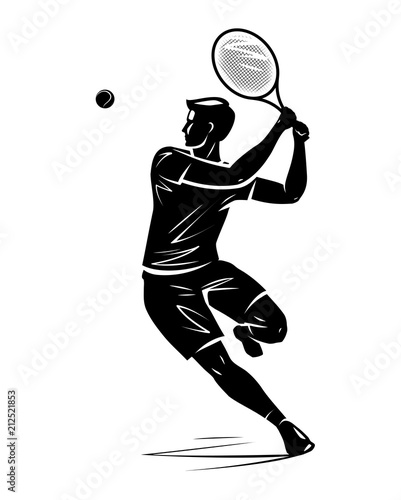 Tennis player, silhouette. Vector illustration