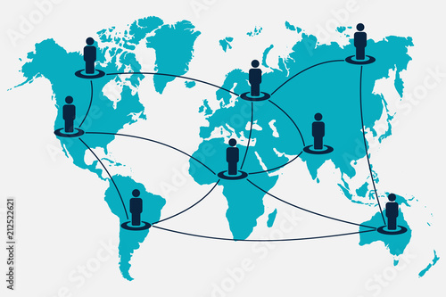 People network. World map. Vector.