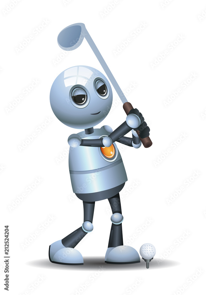 little robot playing golf little robot playing golf