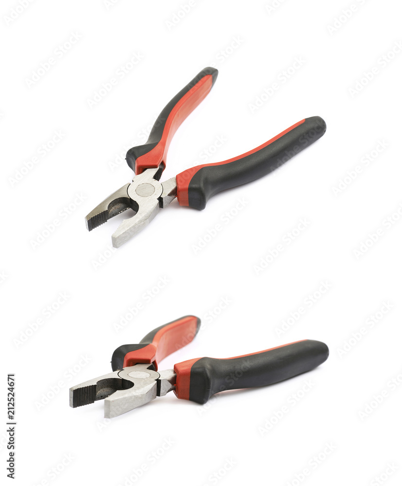 Black and red pliers tool isolated Black and red pliers tool isolated