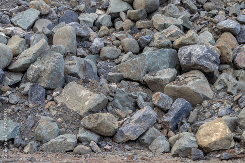 Background of large granite piles.
