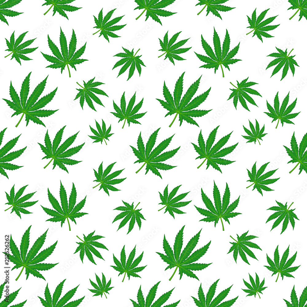 Marijuana pattern. Seamless, Vector. Isolated.