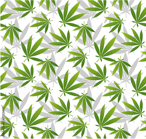Fototapeta Naklejka Na Ścianę i Meble -  Marijuana leaves and Hookah seamless pattern.