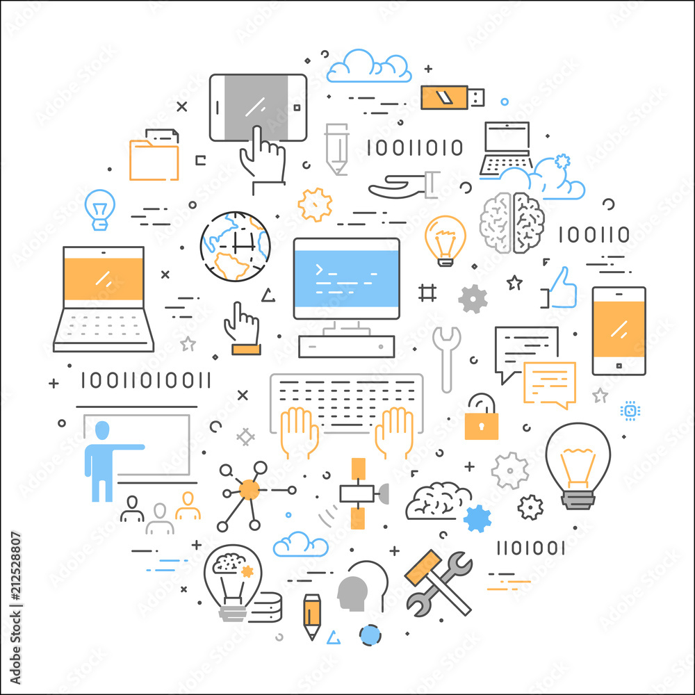 Vector linear web concept computer science Vector linear web concept computer science