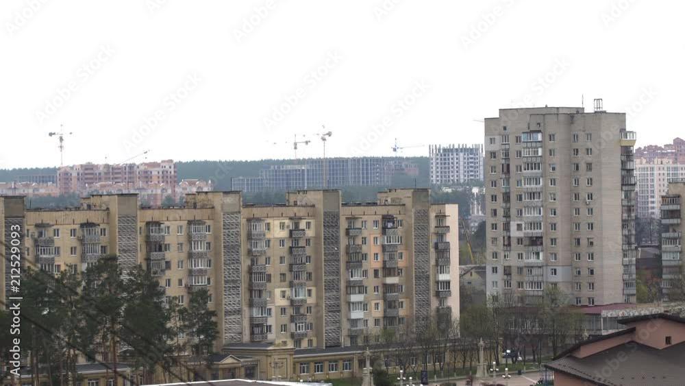 Urban housing estate. New urban housing estate of multi-storey houses built by construction companies for people Urban housing estate. New urban housing estate of multi-storey houses built by construction companies for people