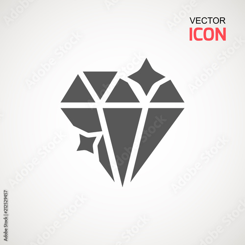 Diamond Icon Vector. Diamond sign icon. Jewelry symbol. Gem stone. Graphic element. Simple flat symbol. Perfect Black pictogram illustration on white background