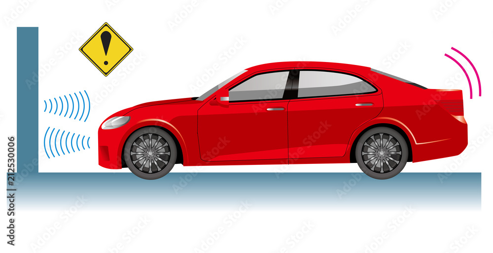 自動車のイラスト 自動ブレーキの概念イラスト 衝突回避イメージ セダン Stock Vector Adobe Stock