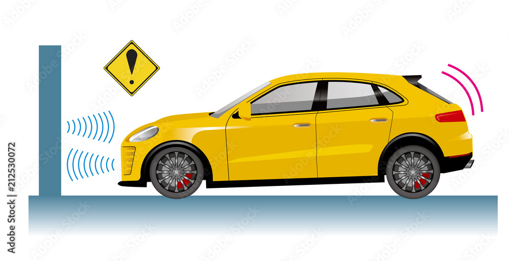 自動車のイラスト 自動ブレーキの概念イラスト 衝突回避イメージ Rv車 Stock Vector Adobe Stock