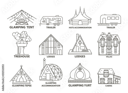 Glamping accomodation line icon