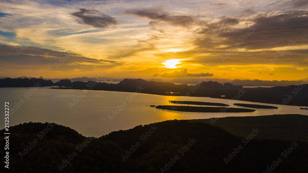 Fototapeta premium landscape of Mountain in Twilight Time , Krabi Thailand
