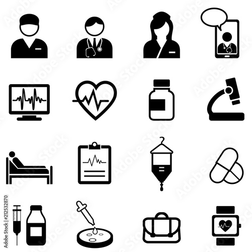 Medical, healthcare and health icon set
